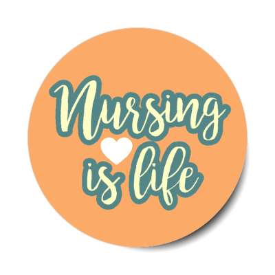 nursing is life peach stickers, magnet