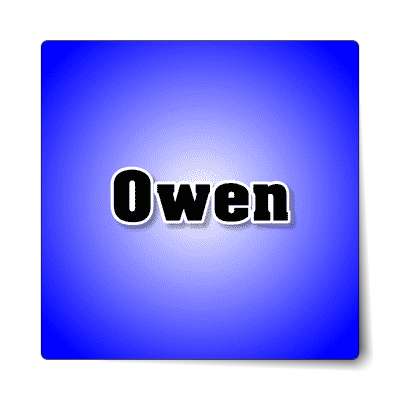 owen male name blue sticker
