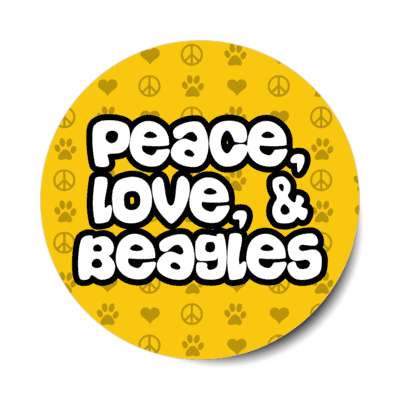 peace love and beagles stickers, magnet