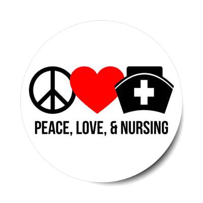 peace love and nursing white stickers, magnet