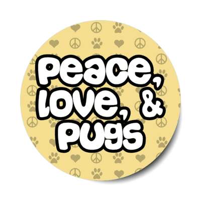 peace love and pugs stickers, magnet
