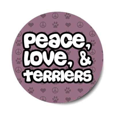 peace love and terriers stickers, magnet