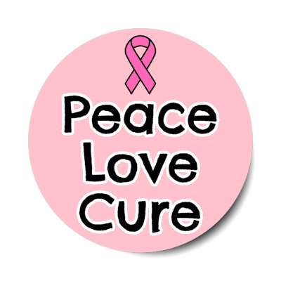 peace love cure pink ribbon stickers, magnet