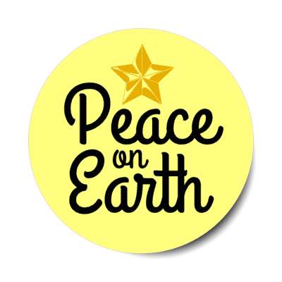 peace on earth gold christmas star sticker