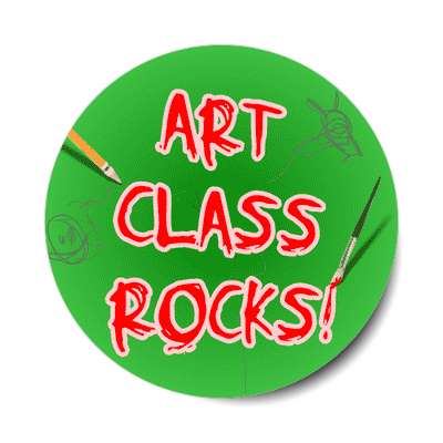pencil paintbrush art class rocks sticker