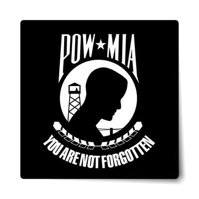 pow mia you are not forgotten logo black sticker