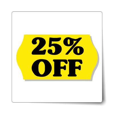 pricetag 25 percent off sticker