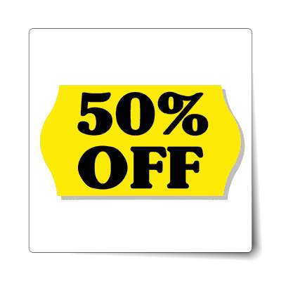 pricetag 50 percent off sticker