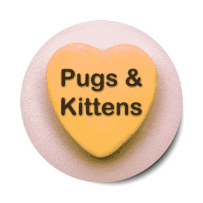 pugs and kittens valentines candy sticker