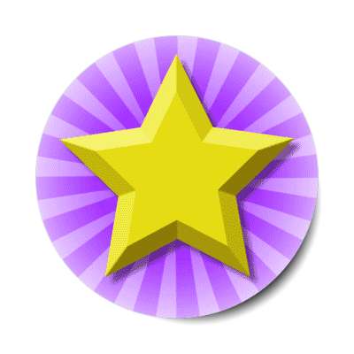 purple burst gold star rays stickers, magnet
