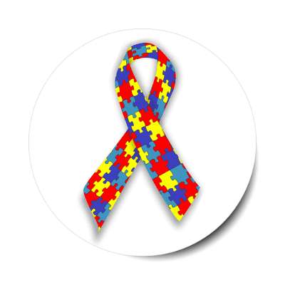 puzzle autism awareness ribbon sticker