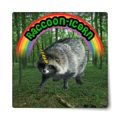 raccoonicorn wordplay cute sticker
