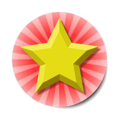 red burst gold star rays stickers, magnet