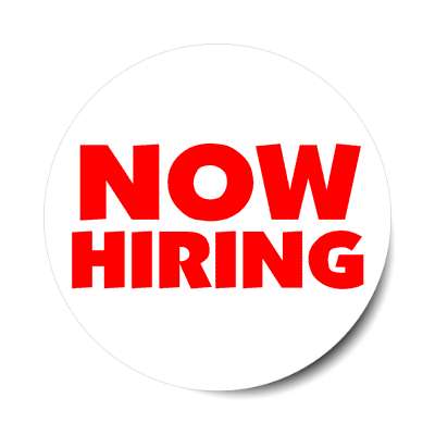 red now hiring white sticker