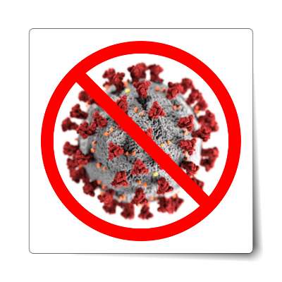 red slash no coronavirus covid 19 sticker