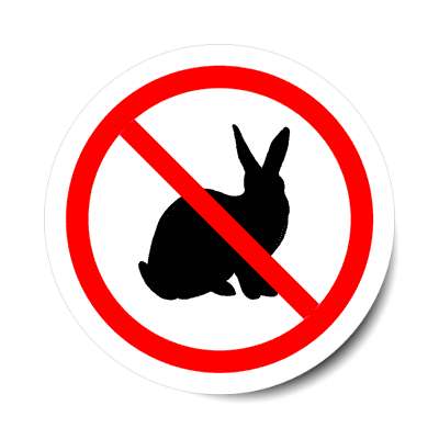 red slash no rabbits silhouette sticker