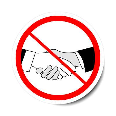 red slash no shaking hands sticker