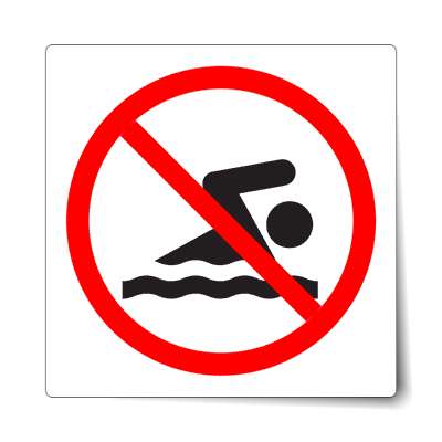 red slash symbol no swimming sticker