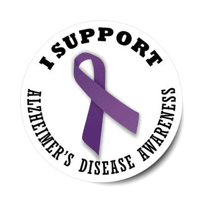 ribbon i support alzheimers disease awareness sticker
