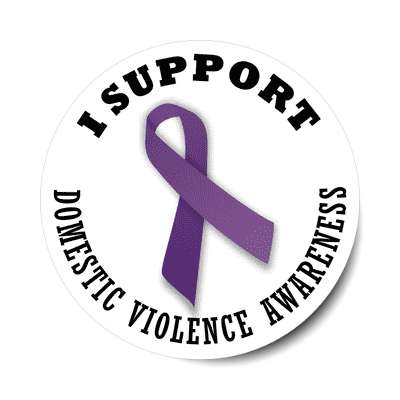 ribbon i support domestic violence awareness sticker