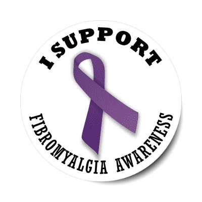ribbon i support fibromyalgia awareness sticker