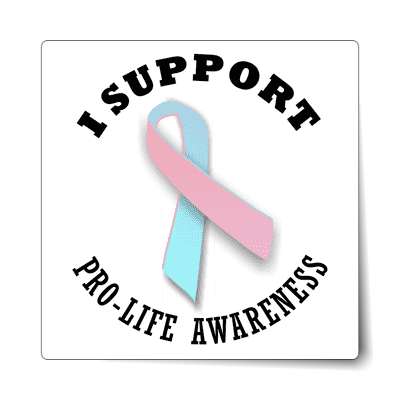 ribbon i support pro life awareness sticker