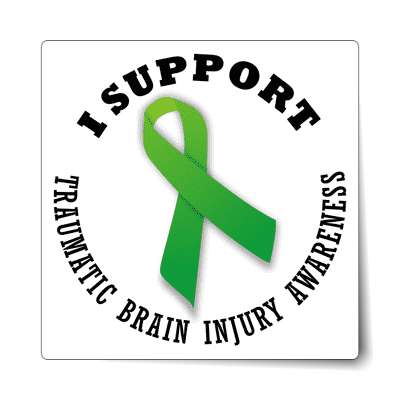 ribbon i support traumatic brain injury awareness sticker