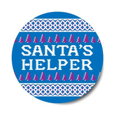 santas helper bad christmas sweater blue sticker