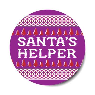 santas helper bad christmas sweater purple sticker