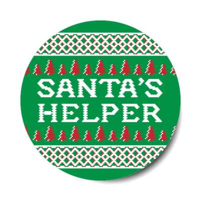 santas helper green bad christmas sweater sticker