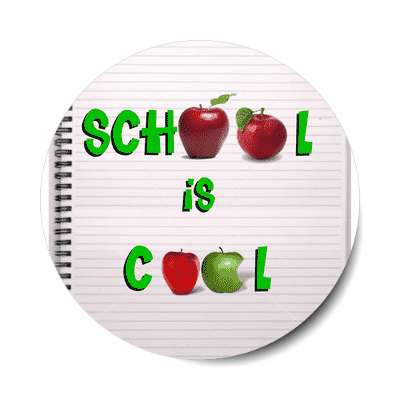 school is cool apples notebook paper sticker