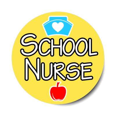 school nurse cap heart apple orange stickers, magnet