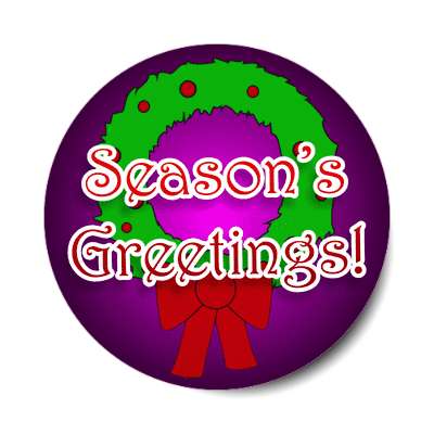 seasons greetings wreath ribbon sticker