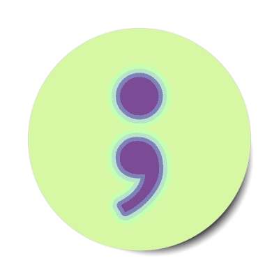 semicolon symbol mental health green stickers, magnet