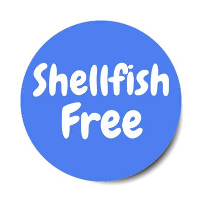 shellfish free blue allergy warning stickers, magnet
