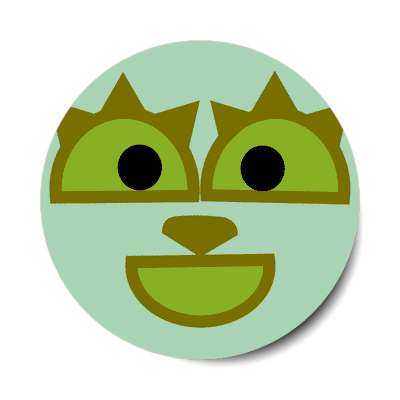 smile face animal green eyelashes open medium smile sticker