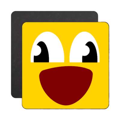 smile face beyond excited eyes apart huge open mouth magnet