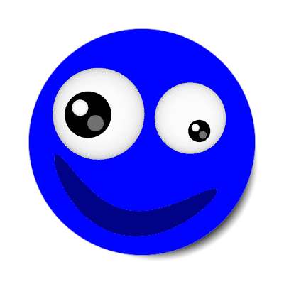 smile face blue wacky eyes sticker