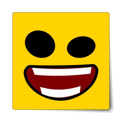 smile face bug eyes big smile teeth sticker