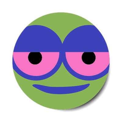 smile face content half closed eyes smile green sticker