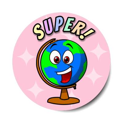 smile face earth globe super stickers, magnet