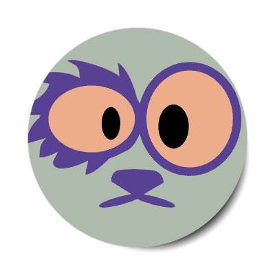 smile face fuzzy eye mark animal greyish sticker