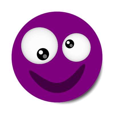 smile face goofy purple crossed eyes sticker