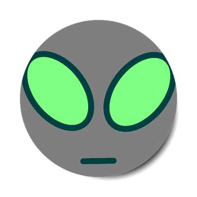 smile face grey alien ufo big eyes sticker