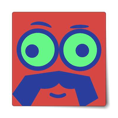 smile face handlebar mustache zoned out sticker