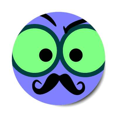 smile face mustache curly blue raised eyebrow sticker