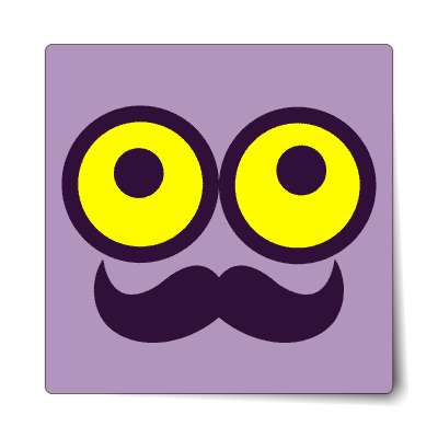smile face mustache light purple sticker
