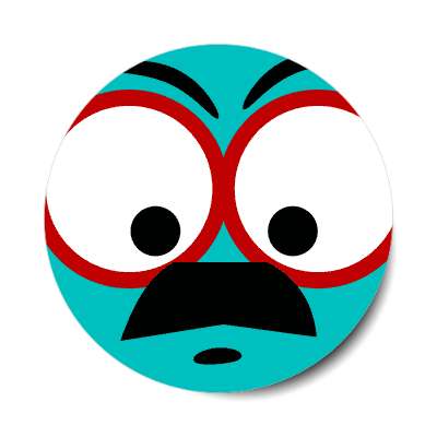 smile face mustache thinking teal sticker