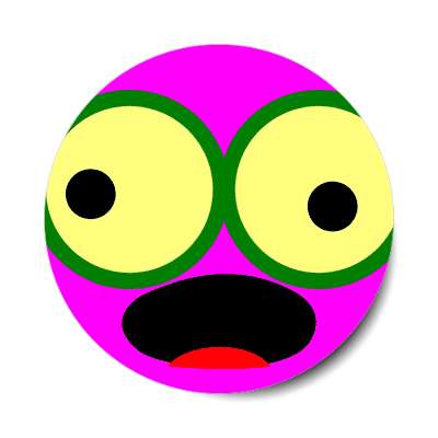 smile face open mouth tongue googly eyes magenta sticker