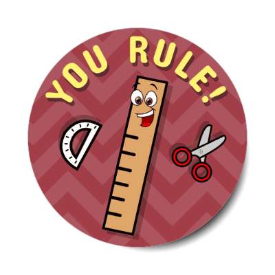 smile face ruler you rule scissors protractor stickers, magnet